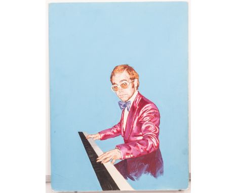 Arnaldo Putzu Look-in Magazine: Elton John,  original artwork of mixed media on board for front cover of issue No 10 1975, ap