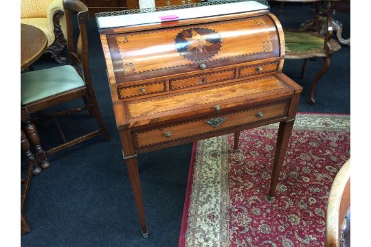 A French Late 19th Century Design Roll Top Ladies Writing Desk