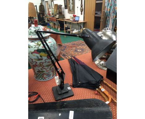 A Herbert Terry & Sons Ltd, Redditch angle poise desk lamp with black finish.