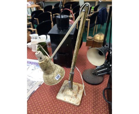 A Herbert Terry and Sons Cream painted mottled stepped base anglepoise lamp. 