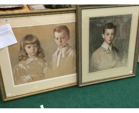 Frederick Samuel Beaumont: Two framed and glazed late 19th century pastel portraits; The children of Rev. Alfred Parke (Charl