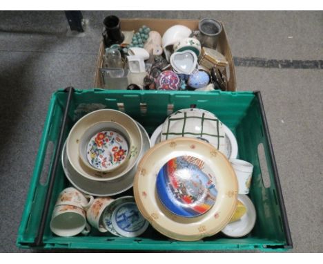 Two trays of assorted ceramics to include Poole