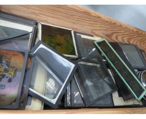Circa 249 antique magic lantern slides, subjects include military, castle, churches etc