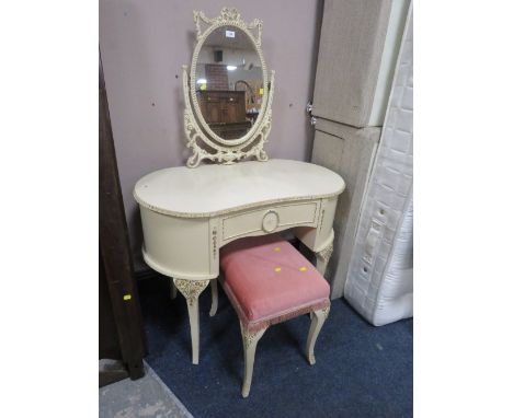 A vintage Louis XV style kidney shaped dressing table
