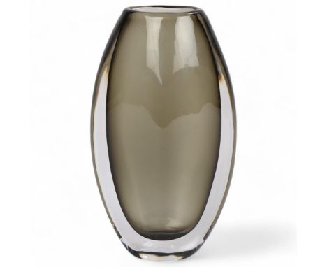 NILS LANDBERG for Orrefors, a vase in seal grey, designed 1956, signed Orrefors N 3538/718, height 20.5cms . Condition Report