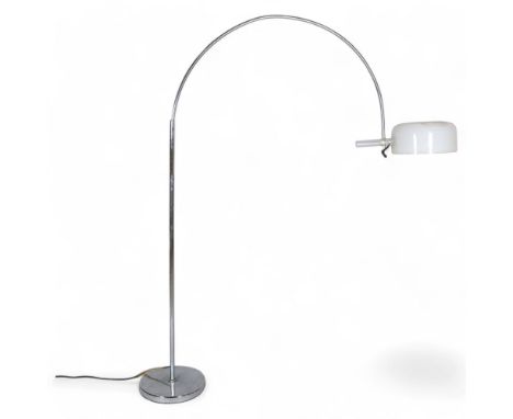 A 1960s'/70s' chrome stem arc lamp by GEPO Amsterdam,  with acrylic shade and handle, makers stamp to base, tallest point or 
