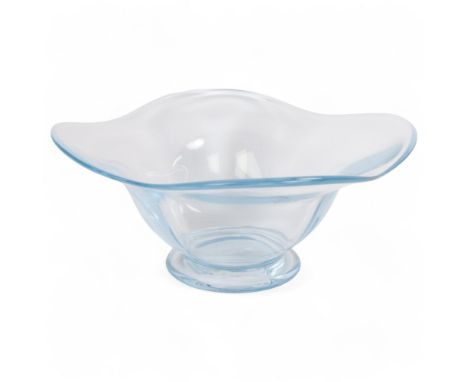 SIMON GATE for Orrefors a 1930s' acqua glass bowl, etched to base "OF GU65", diameter 25cm . Condition Report: Good condition