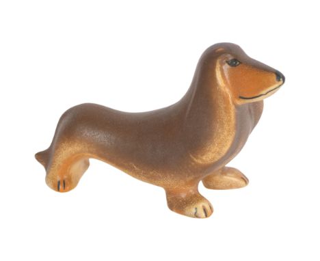 LISA LARSON for Gustavsberg, a ceramic figurine of a “dashing” dashund from the second kennel series, designed 1995 marked Li