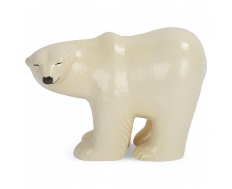 LISA LARSON for Gustavsberg Sweden, a ceramic polar bear in glazed stoneware, from the Skansen series, designed 1976, signed 