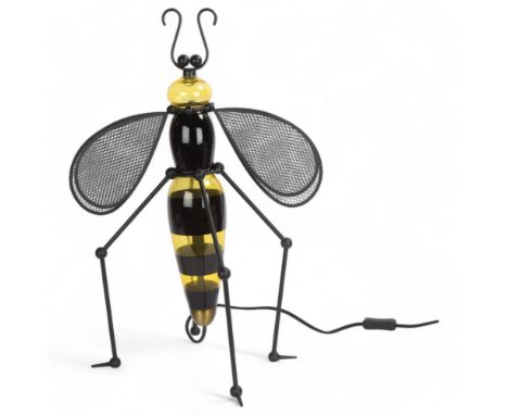VINCENT DARRE (b 1965 Paris), “Abeille”, a lamp in the form of a honey bee in painted glass and lacquered metal, fitted with 