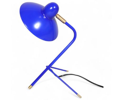 Di Classe, an Arles mid-century style desk lamp by DOMEI ENDO with adjustable blue shade, height 37cm . Condition Report: Goo