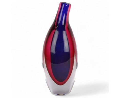 ERNEST GORDON for Kosta, a glass vase in double sommerso blue and red, signed Kosta GH5059, height 24.5cm . Condition Report: