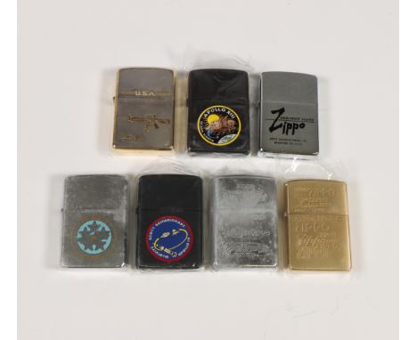 Zeven diverse aanstekers, Zippo, ondermeer Apollo XIII en maanlanding, [7]