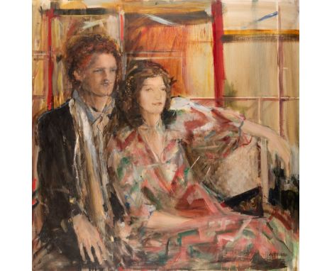  PORTRAIT OF A COUPLE signed and dated lower right YS 1980 oil on canvas; unframed 122 x 122cm. / 48 x 48in. 