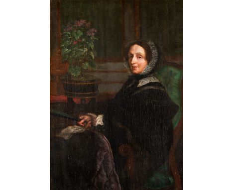  A PORTRAIT OF A SEATED LADY bears signature and indistinct date upper right Fantin/62(?) oil on canvas 39 x 27½ cm. / 15½ x 