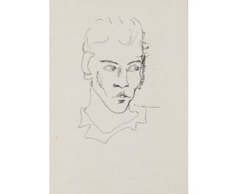  A PORTRAIT OF EDOUARD DERMIT pen &amp; ink on paper, with Vidalon watermark 20.0 x 15.0cm. / 6 x 8in. Edouard Dermit was the