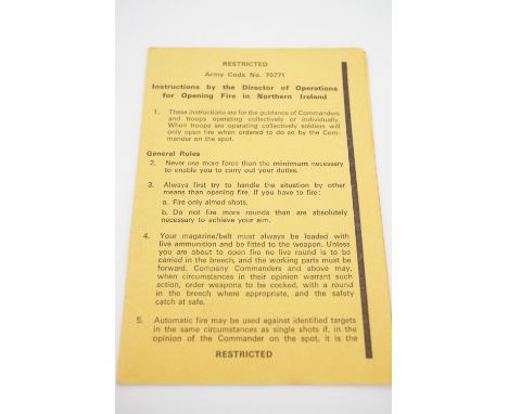 [ Northern Ireland Troubles ] A 1972 British army "restricted" pocket document "Instructions by the Director of Operations fo