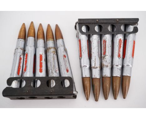 Two clips of inert British army drill .303 rounds