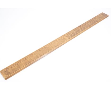 A 19th Century boxwood 24-inch rule with trigonometrical scales