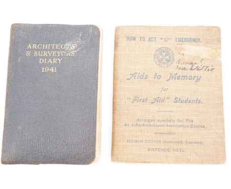 An early 20th Century first aid booklet together with a 1941 Architects' and Surveyors' Diary