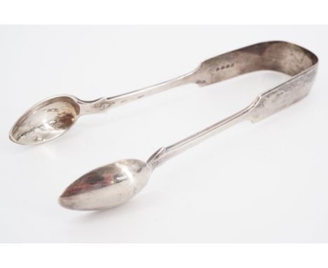 Victorian silver fiddle pattern sugar tongs by Josiah Williams &amp; Co of Exeter