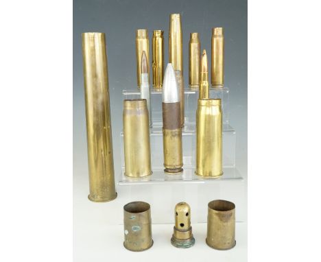 A quantity of inert Great War and later shell cases and ordnance
