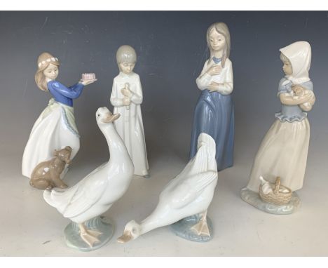 Six Spanish Nao porcelain figurines