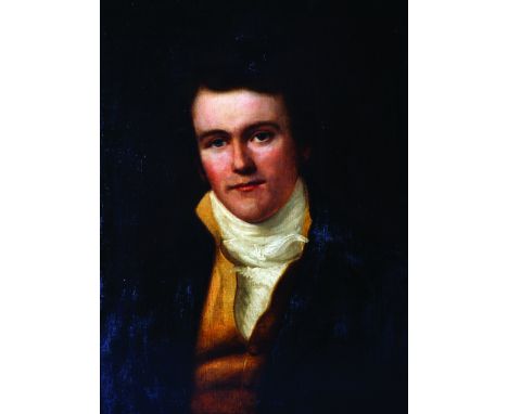 Early 19th Century English School. Portrait of a Man, dressed in a black coat, waistcoat and a white cravat, Oil on Canvas, 2