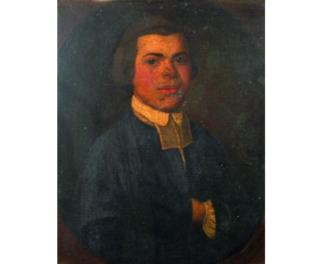 John Cornish (act.c.1750-1760) British. Portrait of Richard Parker, Father of Joseph Parker, Oil on Metal, Signed 'J Cornish 