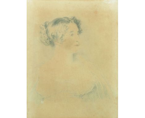 Circle of Margaret Sarah Carpenter (1793-1872) British. Portrait of a Lady, Watercolour and Pencil, 9" x 7".