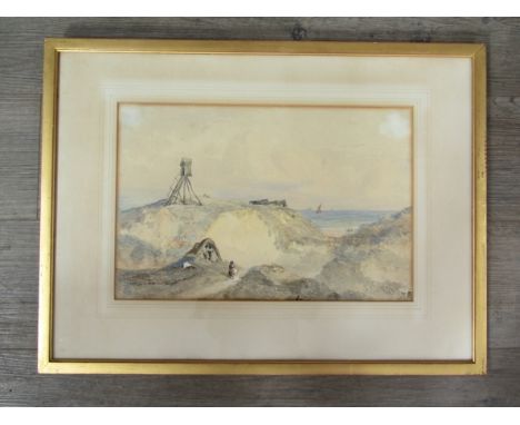 THOMAS LOUND (1801-1861) A framed and glazed watercolour, scene at Winterton-on-Sea, Norfolk, 29cm x 44.5cm (light foxing, di