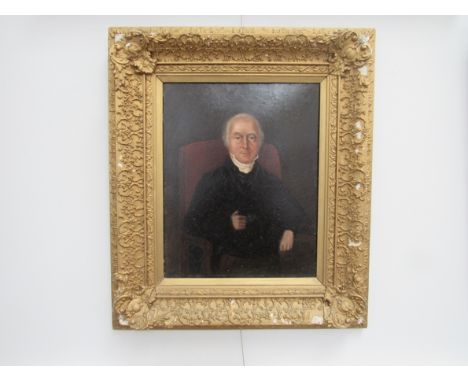 A 19th Century oil on board portrait of William Edye (1787-1874), a civil servant with a distinguished career. Seated upon an