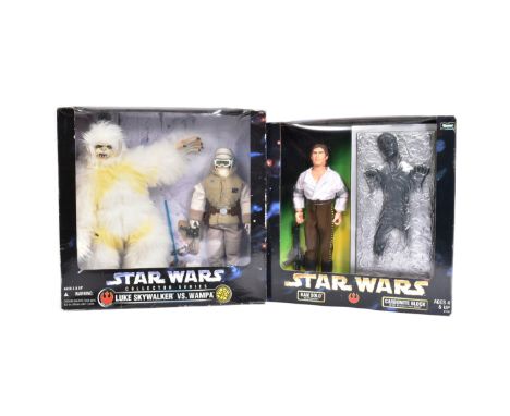 Star Wars - Two original vintage Kenner made Star Wars 12" scale action figure double sets: Luke Skywalker Vs Wampa and Han S