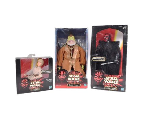 Star Wars - Episode I - collection of x3 1998 / 1999 Hasbro made 12" scale boxed action figures: Anakin Skywalker, Boss Nass 