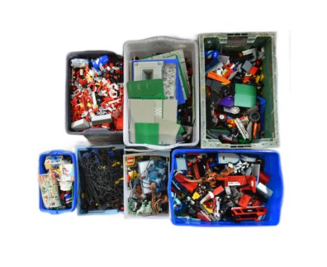 Lego - a HUGE collection of assorted loose Lego bricks to include vintage base plates ( Space, Castle, City etc ), Technic wh