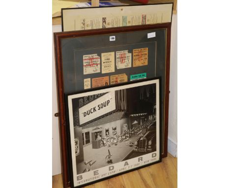 Lingfield Park racecourse, framed member's tickets, a print and one other