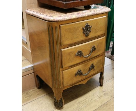 A French marble top petit commode W.55cm