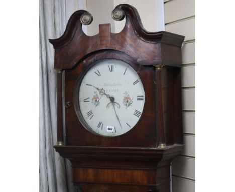 An early 19th century oak and mahogany cased 30 hour longcase clock by Hollywell &amp; Son, Derby H.310cm