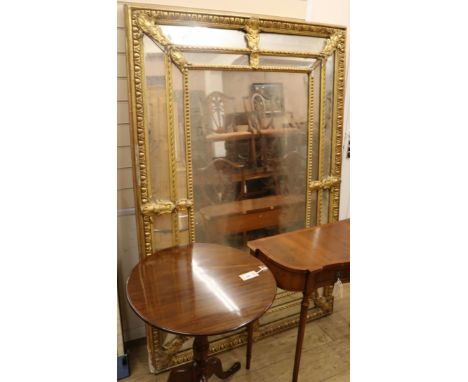 A 19th century giltwood and gesso marginal plate wall mirror H172cm