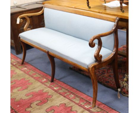 A French Empire style mahogany hall bench W.152cm