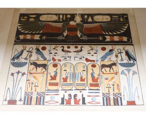 From Tomb of the King of Thebes, Giovanni Belzoni, hand coloured print 42 x 44cm unframed.