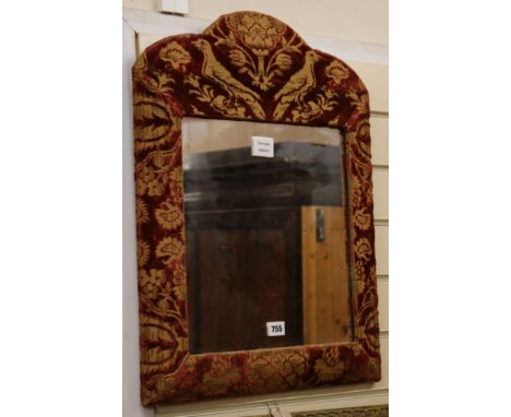 A cut-velvet framed mirror W.48cm