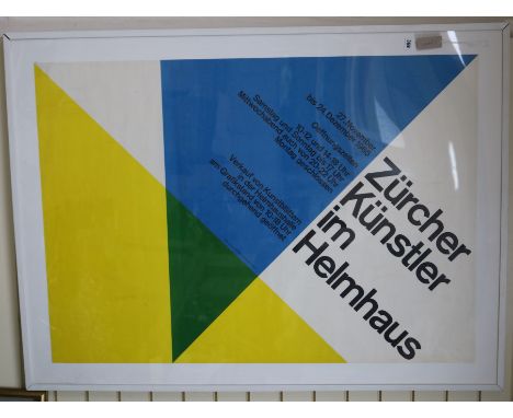 Hans Neuberg lithograph Zurcher Kunster im Helmhaus, dated 1965 141 x 103cm.