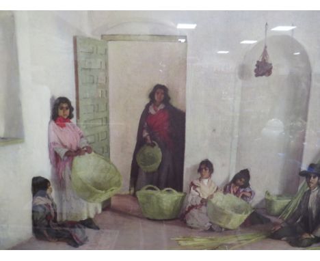 GERALD KELLY - A SIGNED STAMPED COLOURED PRINT 53 X 65 CM