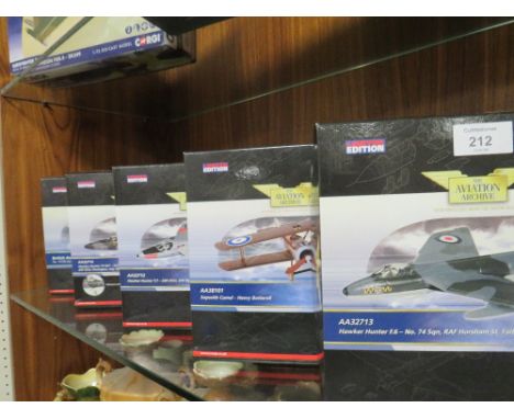 FIVE BOXED CORGI LIMITED EDITION THE AVIATION ARCHIVE MODEL AIRCRAFT SCALE 1:72 TO INCLUDE HAWKER HUNTER EXAMPLES 