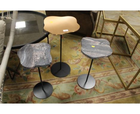 THREE MODERN MARBLE EFFECT LAMP TABLES