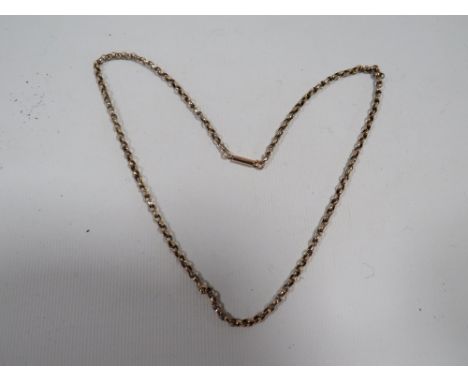 A YELLOW METAL BELCHER CHAIN STAMPED 9CT TO CLASP 