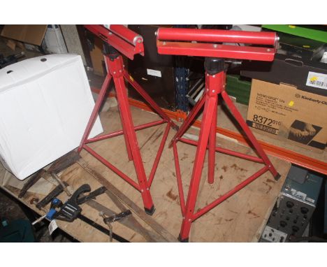 A SELECTION OF SASH CLAMPS AND TWO WORK STANDS