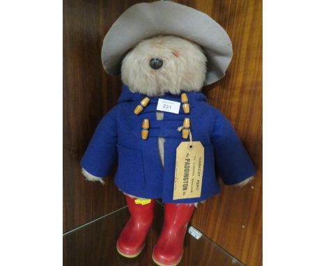 A VINTAGE PADDINGTON BEAR WITH TAG AND DUNLOP BOOTS APPROX HEIGHT 50CM