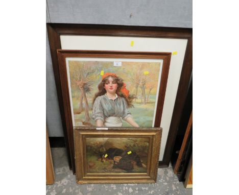 A LARGE FRAMED ENGRAVING, A LARGE FRAMED CEYLINDO TEA PRINT AND A VICTORIAN PRINT (3)